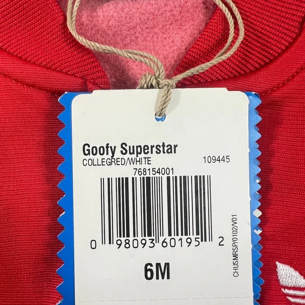 Adidas Track Suit Kids 6M Red Disney Goofy Superstar Jacket Pants Set Vintage